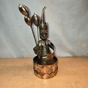 Vintage CopperTin Clown with Balloons‎ Rotating Music Box "Here Come the Clowns"